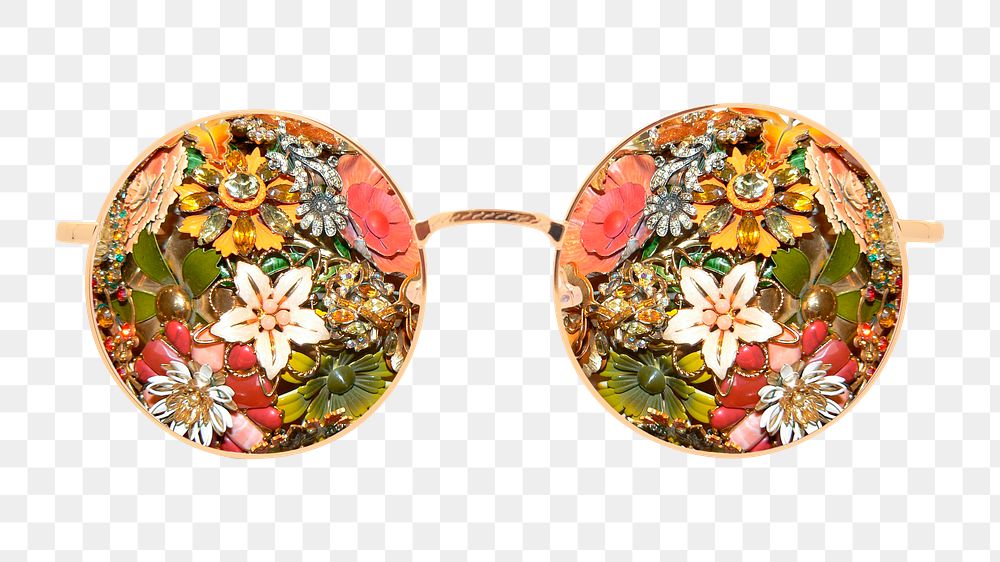 Floral sunglasses png sticker, vintage fashion accessory