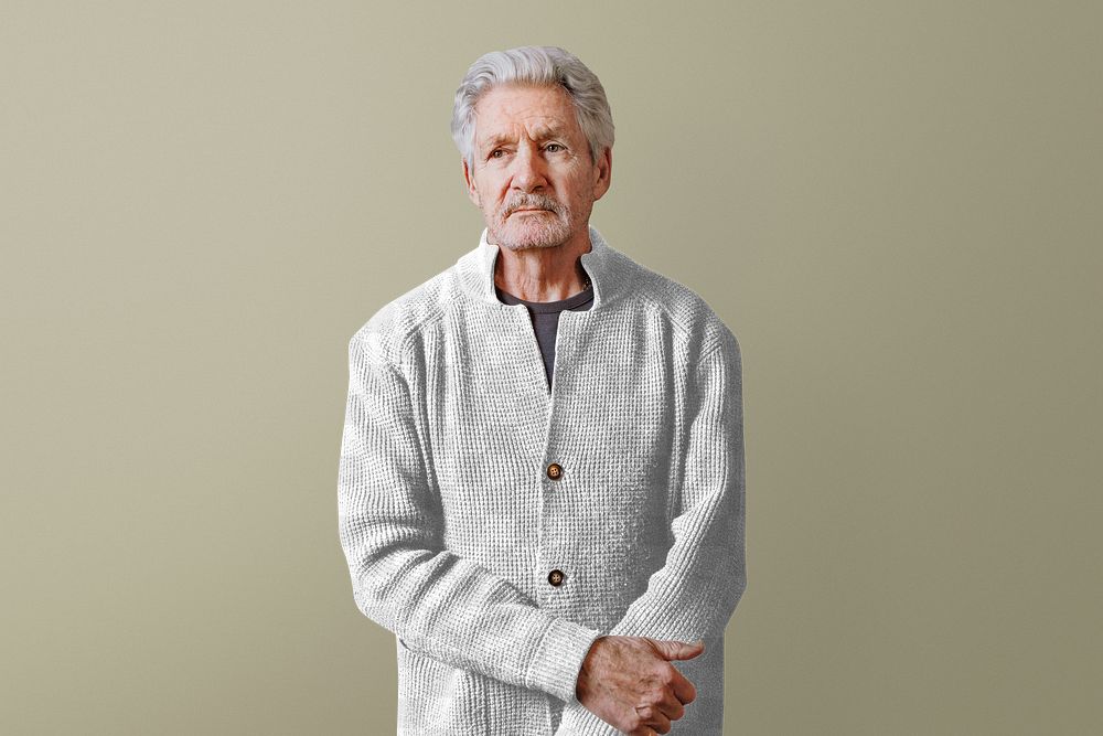 Cardigan sweater png mockup, men's apparel, transparent design 