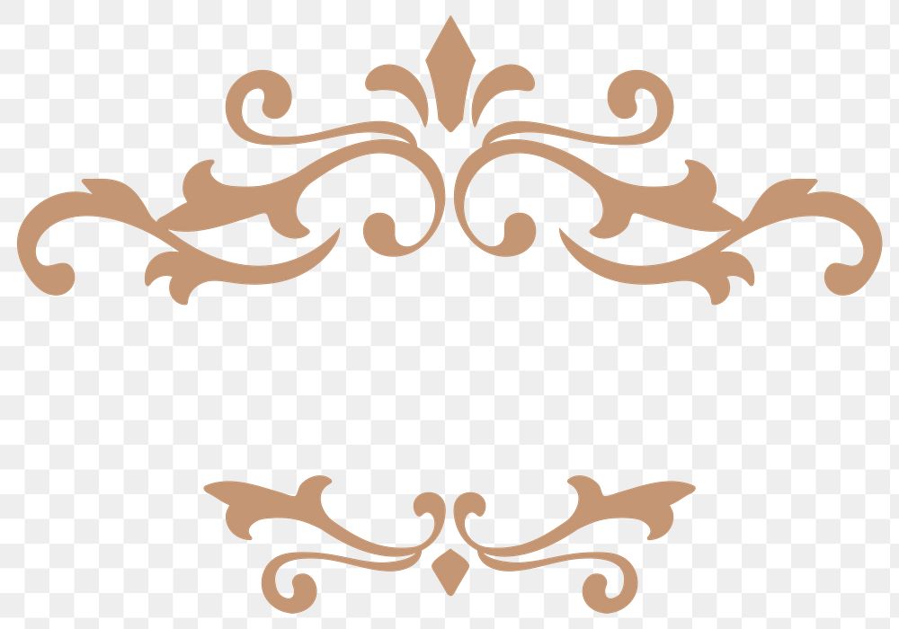 Elegant bronze ornamental frame png sticker