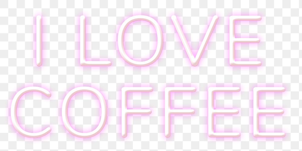 Glowing I love coffee png neon lettering