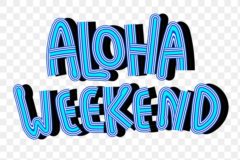 Blue shades Aloha Weekend Png calligraphy