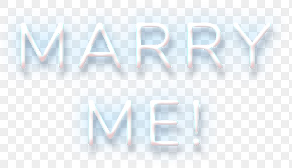 Glowing Marry Me blue neon typography design element