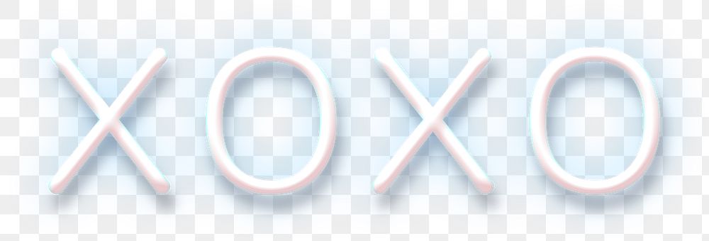 Glowing XOXO blue neon typography design element