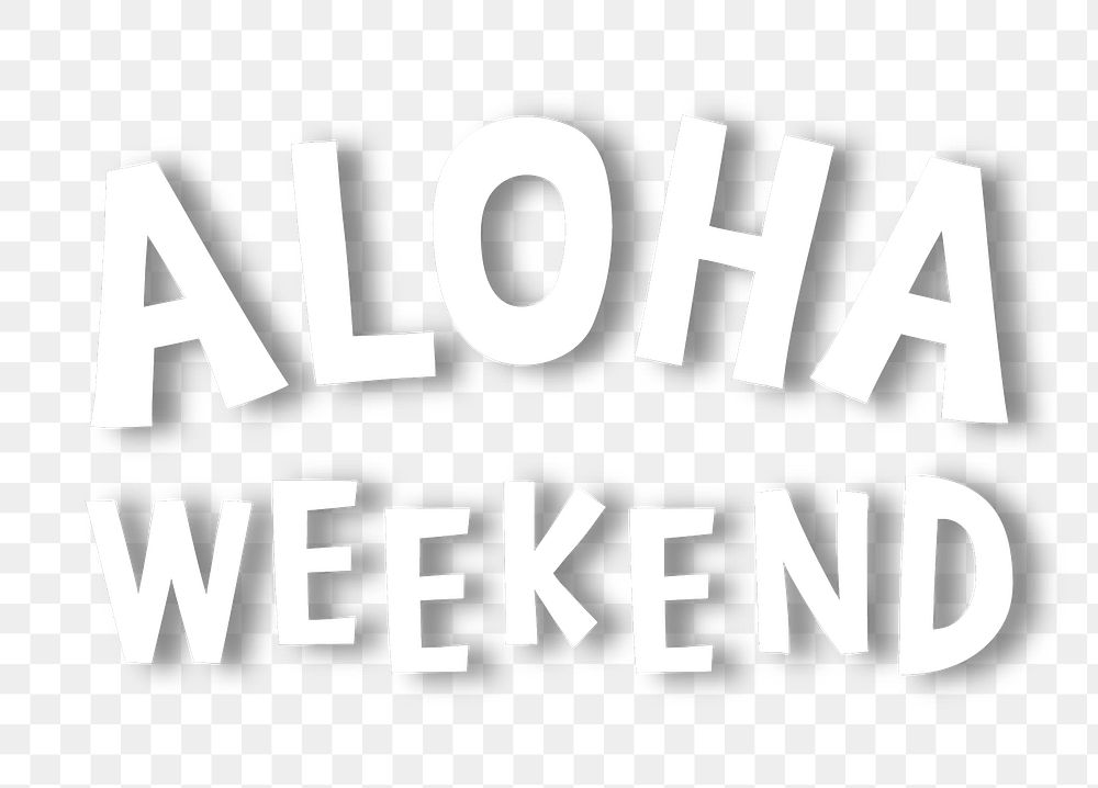 White aloha weekend doodle typography design element