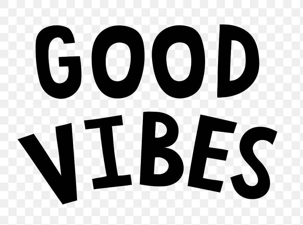 Black good vibes doodle typography | Free PNG Sticker - rawpixel