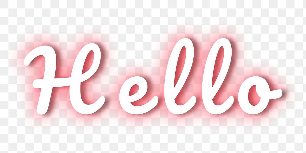 Hello neon png greeting word typography