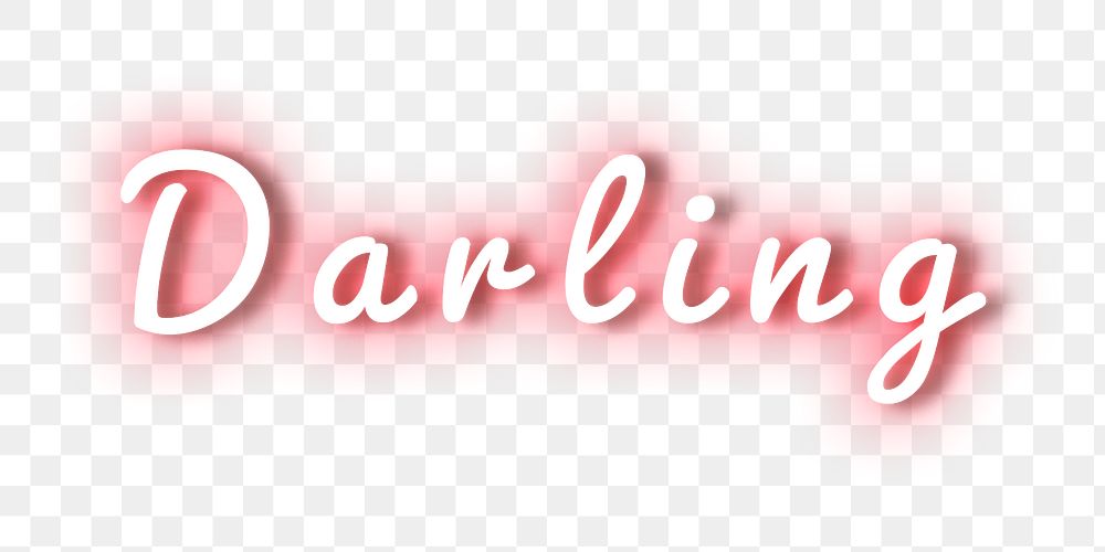 Darling neon light png typography