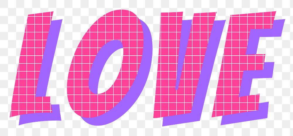 Word love funky typography png