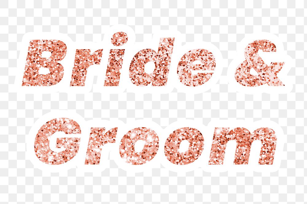 Bride & groom typography sticker design element