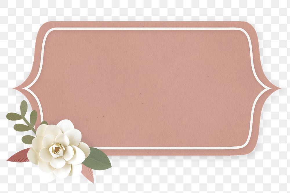 Rectangle png paper craft flower badge 