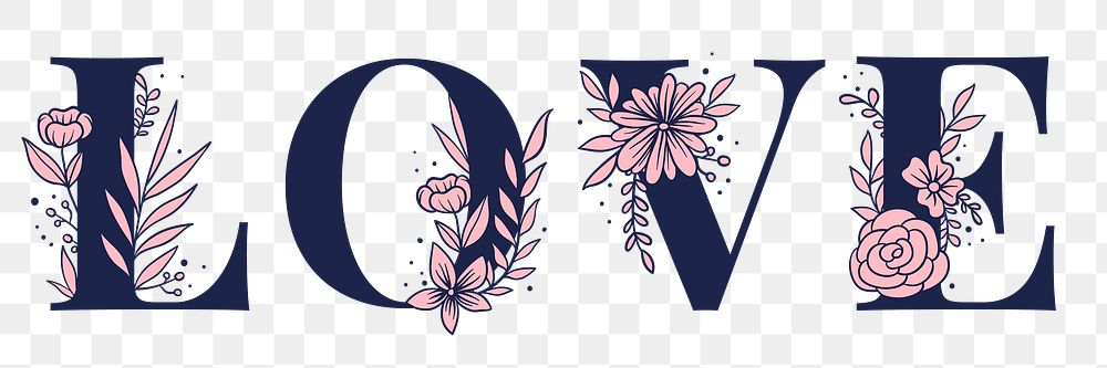 Floral love typography feminine font