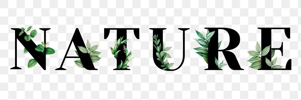 Botanical NATURE png word typography
