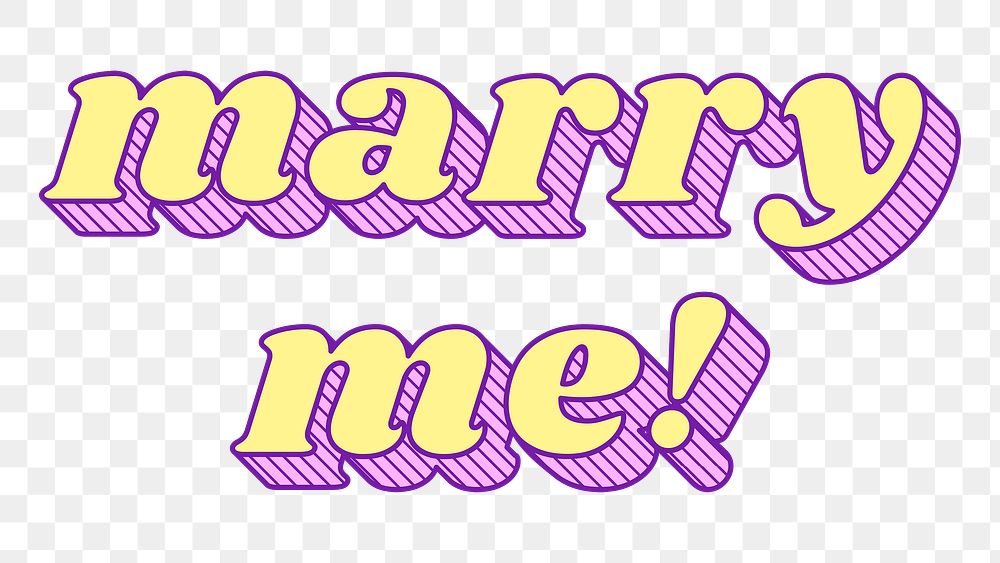 Marry me retro bold png love theme font style illustration