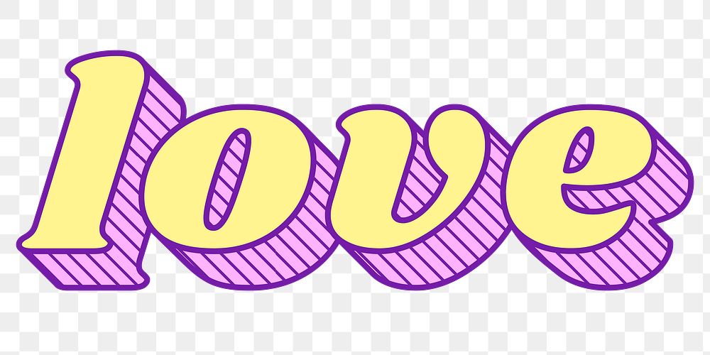 PNG love word funky bold style typography 