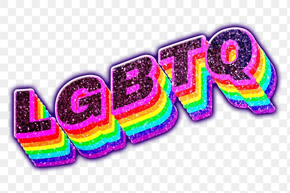 Lgbtq rainbow 3D png typography
