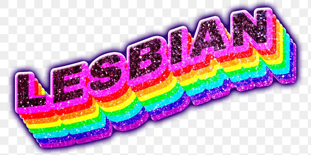 Lesbian rainbow 3D png typography