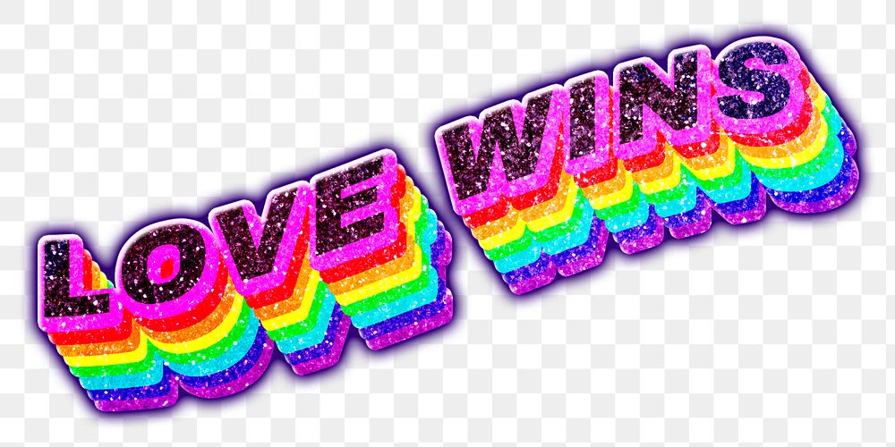Love wins 3d lettering png | Free PNG Sticker - rawpixel