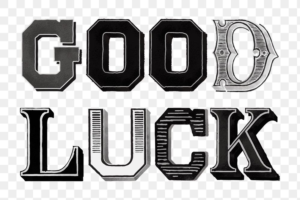 Good luck retro graphic png