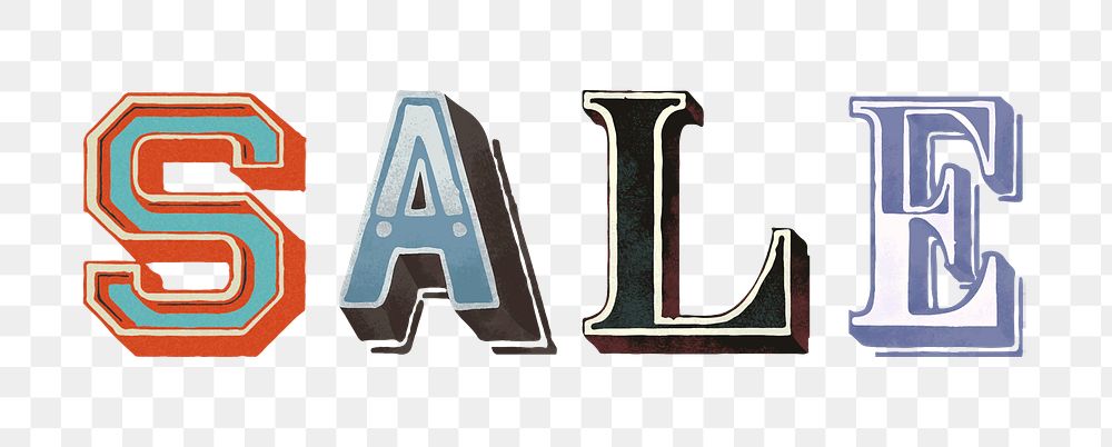 Sale word vintage typography png
