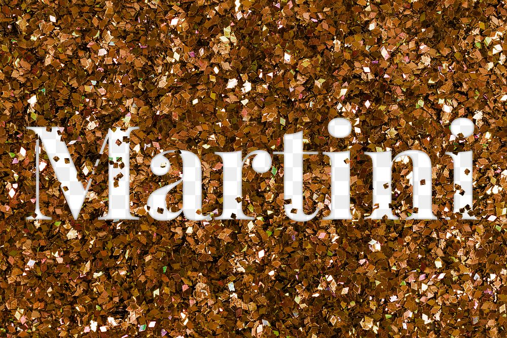 Martini glittery png typography text