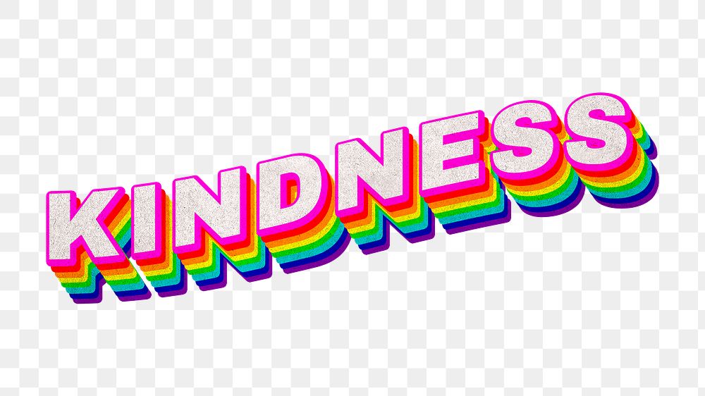Rainbow word KINDNESS typography design Free PNG Sticker rawpixel