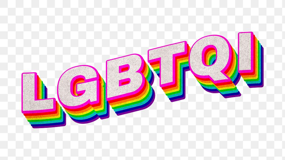 Rainbow word LGBTQI typography design element