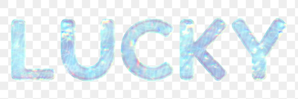 Lucky text png holographic blue word sticker
