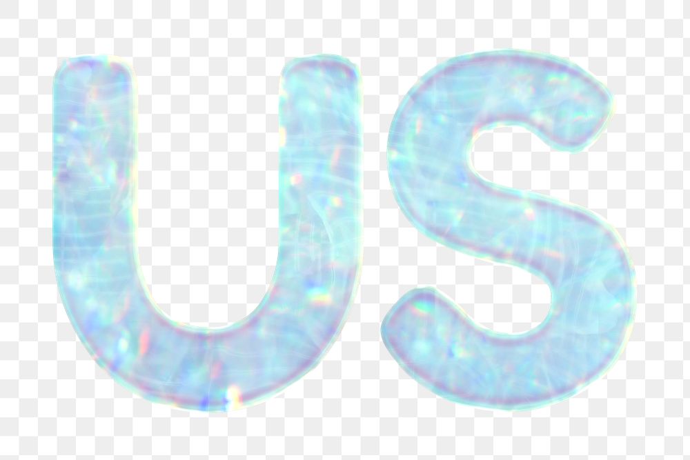 Us png word art pastel holographic effect
