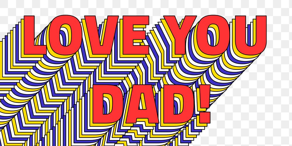 LOVE YOU DAD layered png retro typography