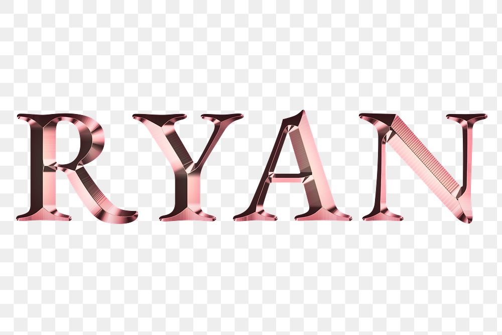 Ryan typography in metallic rose | Free PNG Sticker - rawpixel