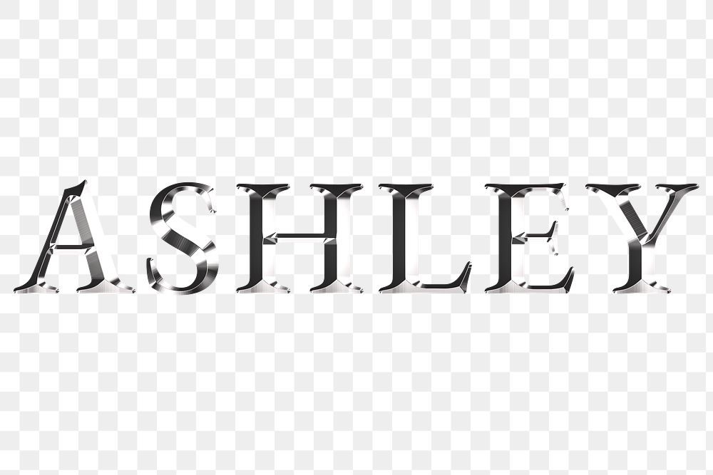 Ashley typography in silver metallic | Free PNG Sticker - rawpixel