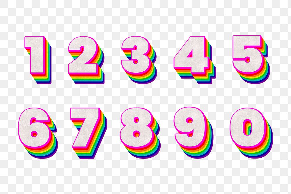 Png number set rainbow 3d | Free PNG - rawpixel