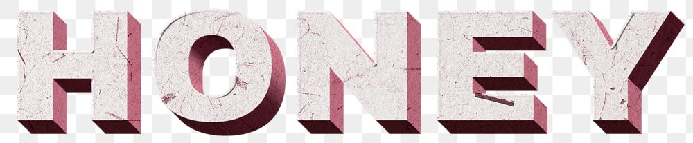 Png pink Honey 3D word paper texture font typography