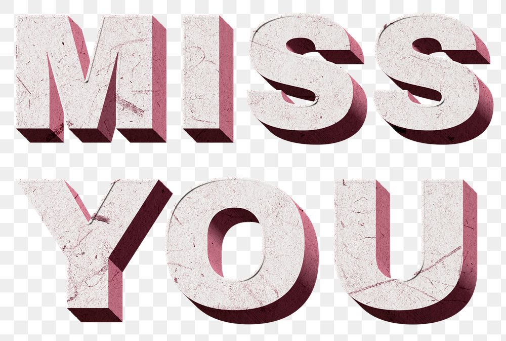 Png pink Miss You 3D | Free PNG Sticker - rawpixel