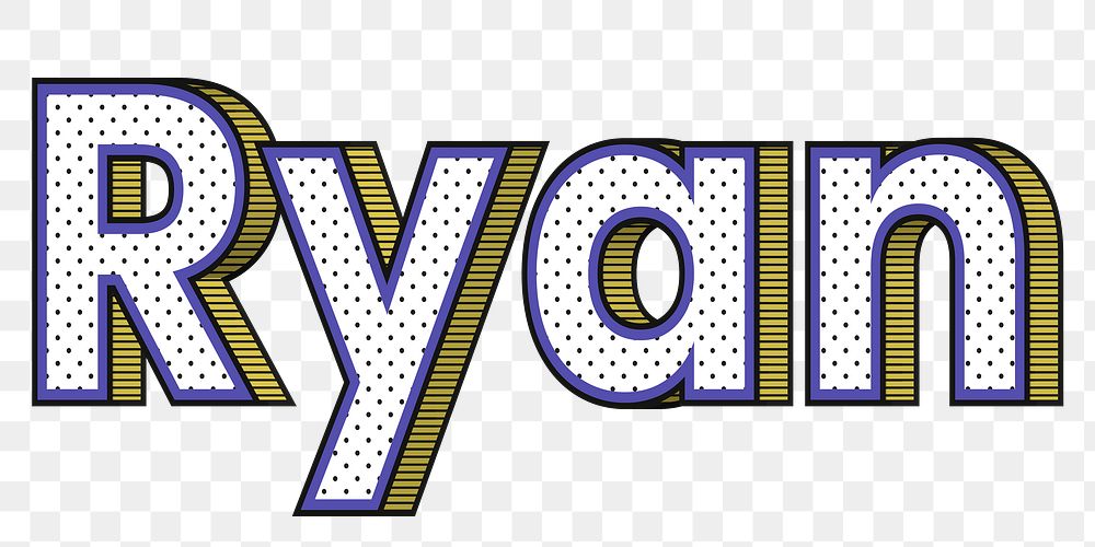 Male name Ryan typography word Free PNG Sticker rawpixel