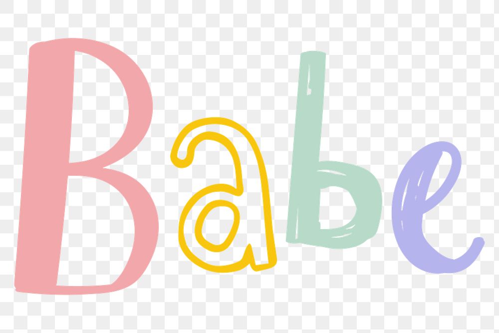 Png babe word doodle font Free PNG Sticker rawpixel