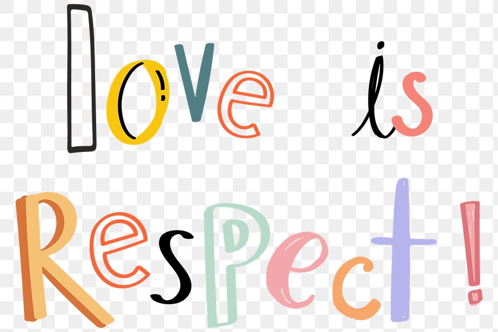 Love is respect typography png doodle text