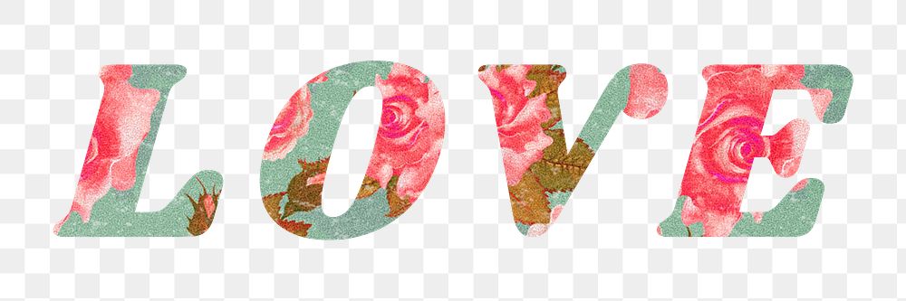 Love png text bold floral font