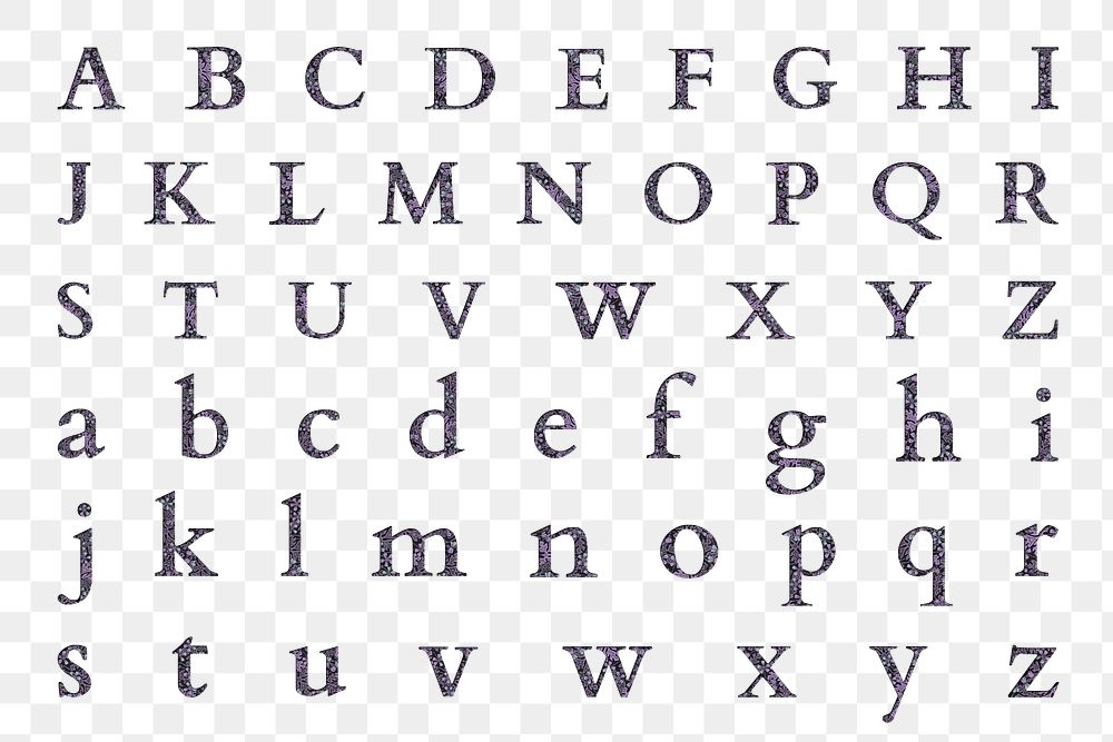 A-Z png floral alphabet letters set in purple