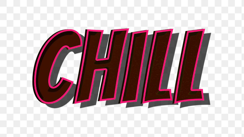 Chill retro style png typography illustration