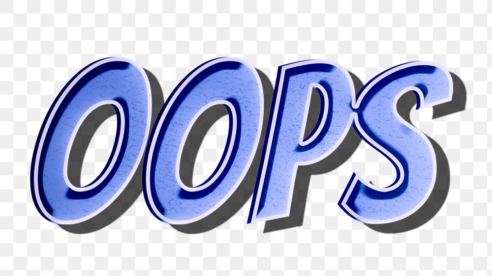 Oops retro style png typography illustration