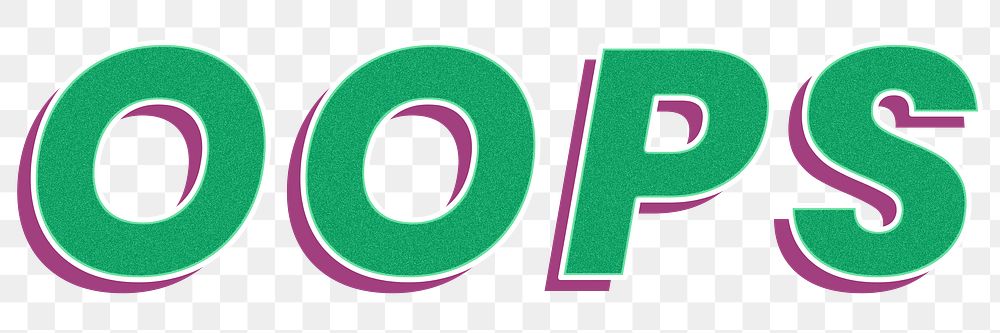 Oops word sticker png retro shadow typography