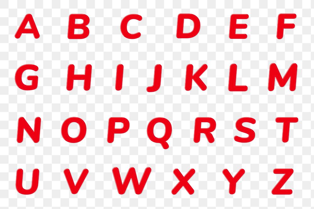 Png jelly bold embossed alphabet typography set