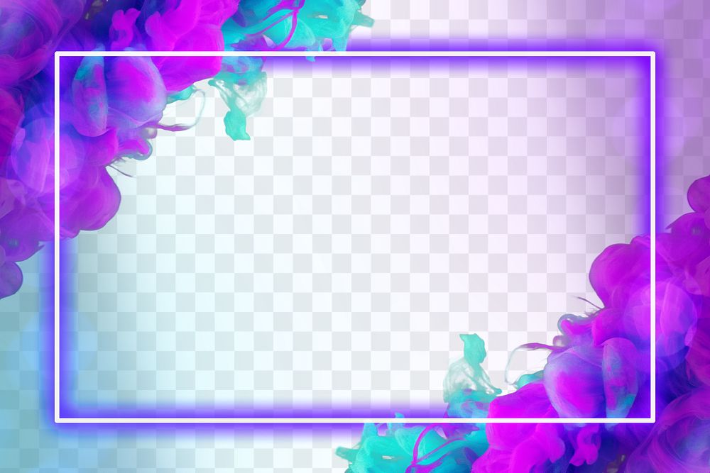 Purple neon frame png smoke effect