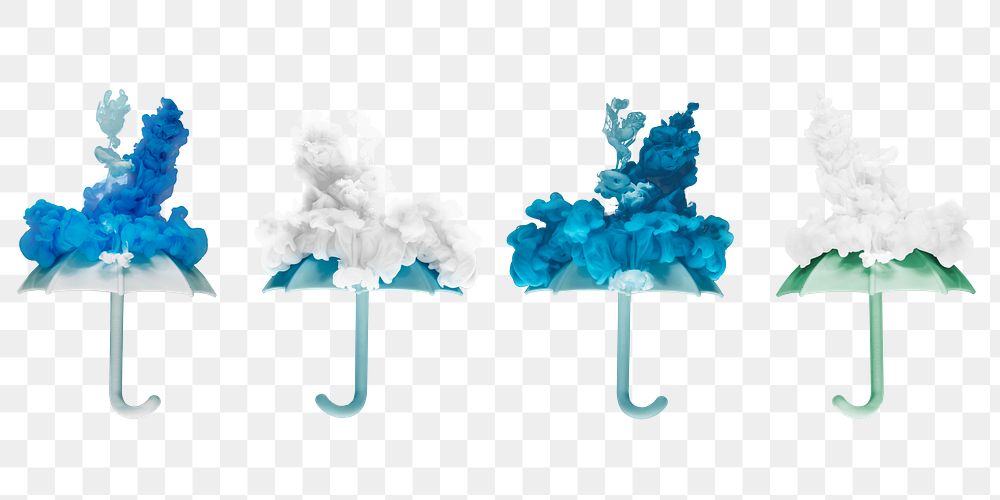 Blue  smoke bomb umbrella png illustration set