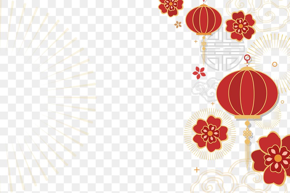 Chinese new year png red lanterns cherry blossom celebration