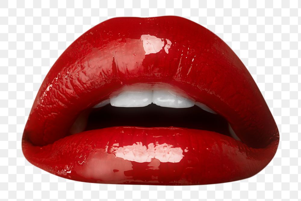 Png kissable red lips closeup sticker