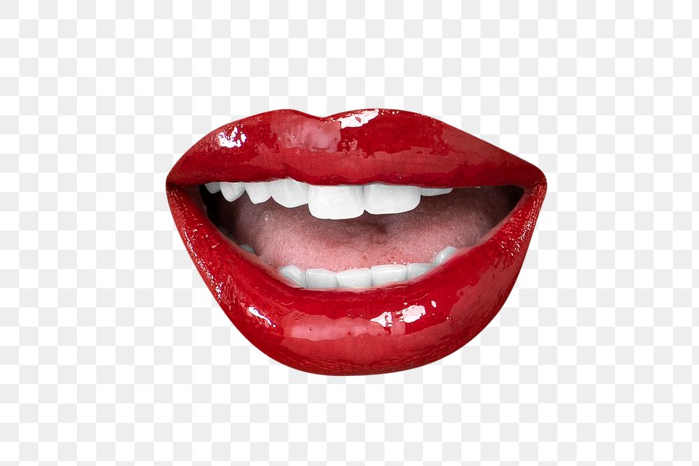 Png kissable red lips sneering attitude expression design element