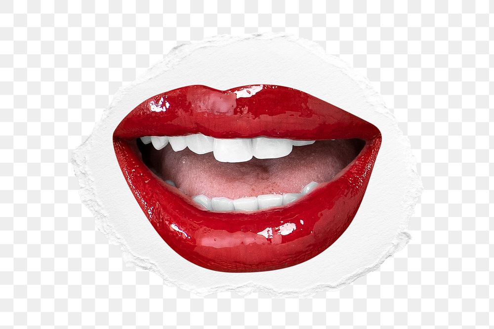 PNG kissable red lips sneering attitude design element