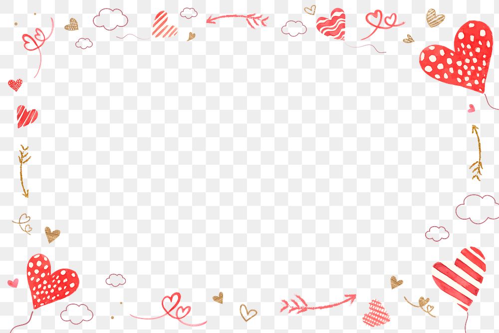 Valentine&rsquo;s heart balloon frame png transparent background